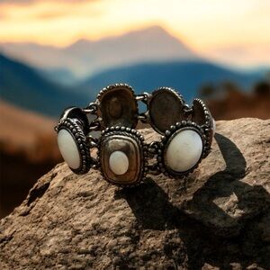 Chic Silver and White Women's Bracelet